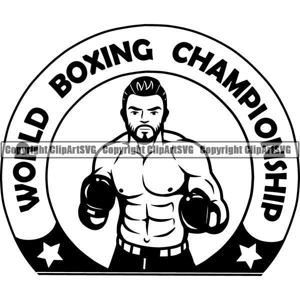 Sports Boxing Boxer MMA Fighter Logo ClipArt SVG