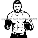 Sports Boxing Boxer MMA Fighter Logo ClipArt SVG