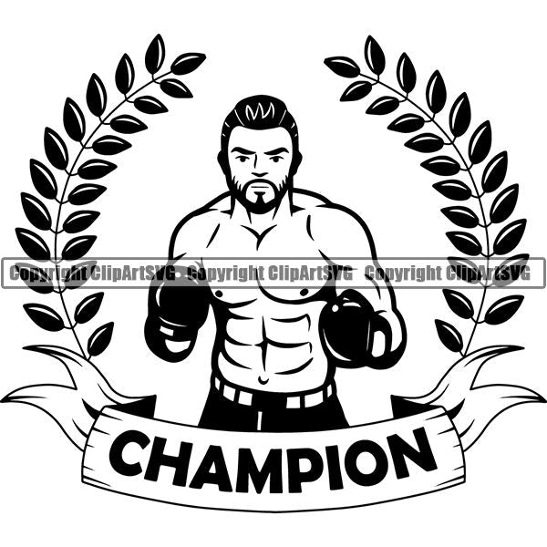 Sports Boxing Boxer MMA Fighter Logo ClipArt SVG