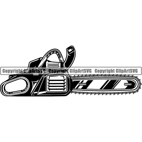 Construction Woodworking Carpenter Lumberjack Chainsaw ClipArt SVG