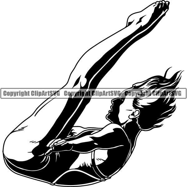 dive clipart black and white