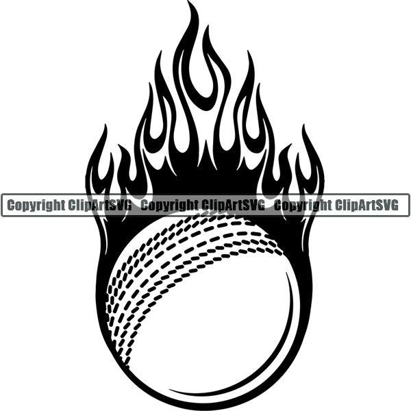 Sports Game Cricket Fire ClipArt SVG