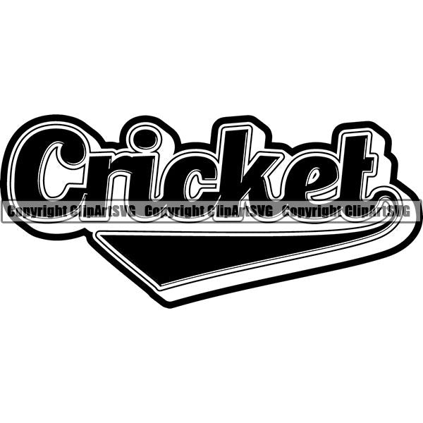 Sports Game Cricket Text ClipArt SVG