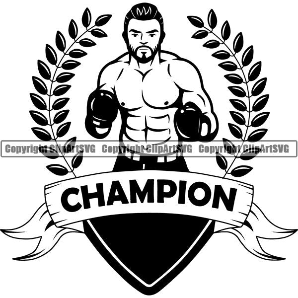 Sports Boxing Boxer MMA Fighter Logo ClipArt SVG
