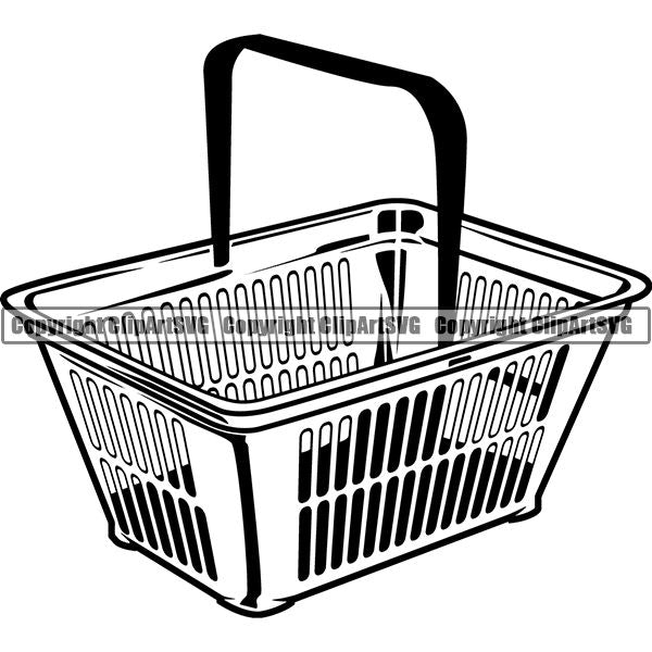 grocery basket clipart black