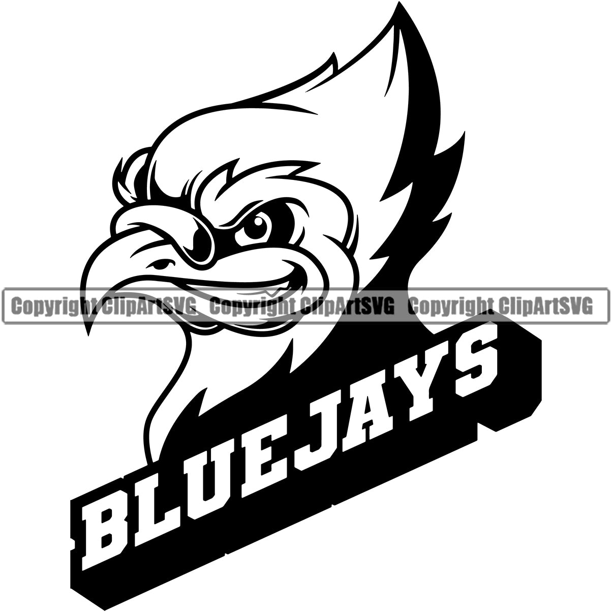 Blue Jay Bird Mascot School Team Head Face Sport eSport Game