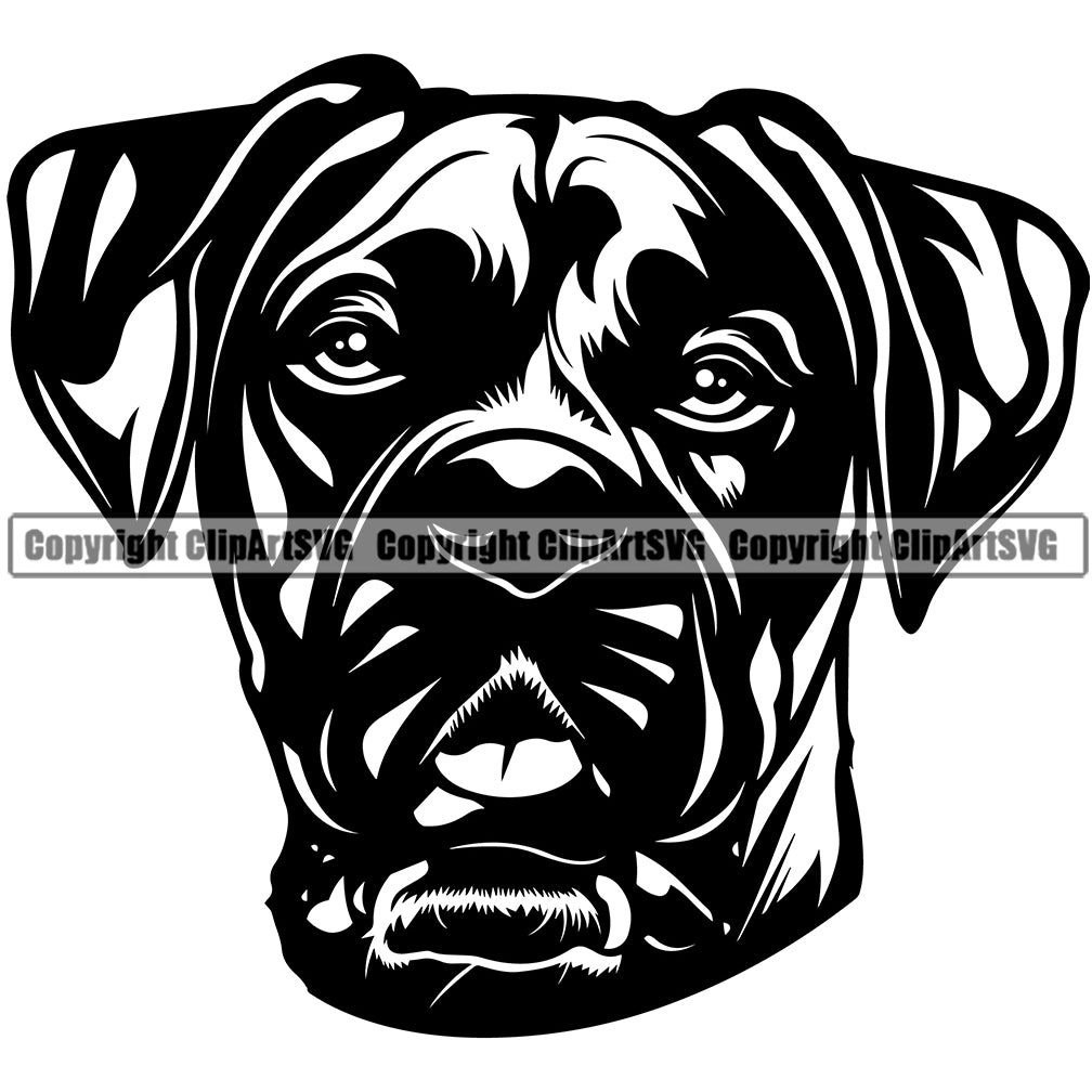 boxer dog head silhouette