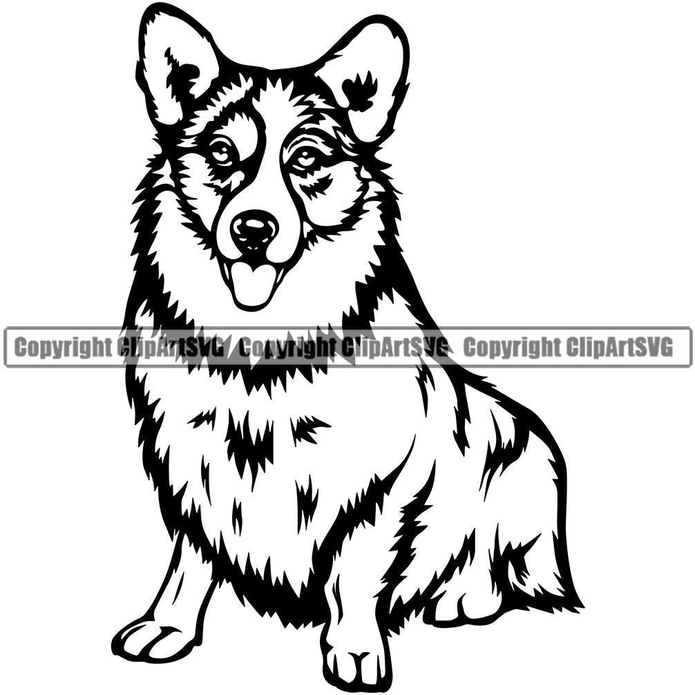 Cardigan Welsh Corgi Dog Sitting Puppy Pup Head Purebred Pedigree Canine  K-9 K9 Animal Clipart SVG – ClipArt SVG, image size:1006x1006