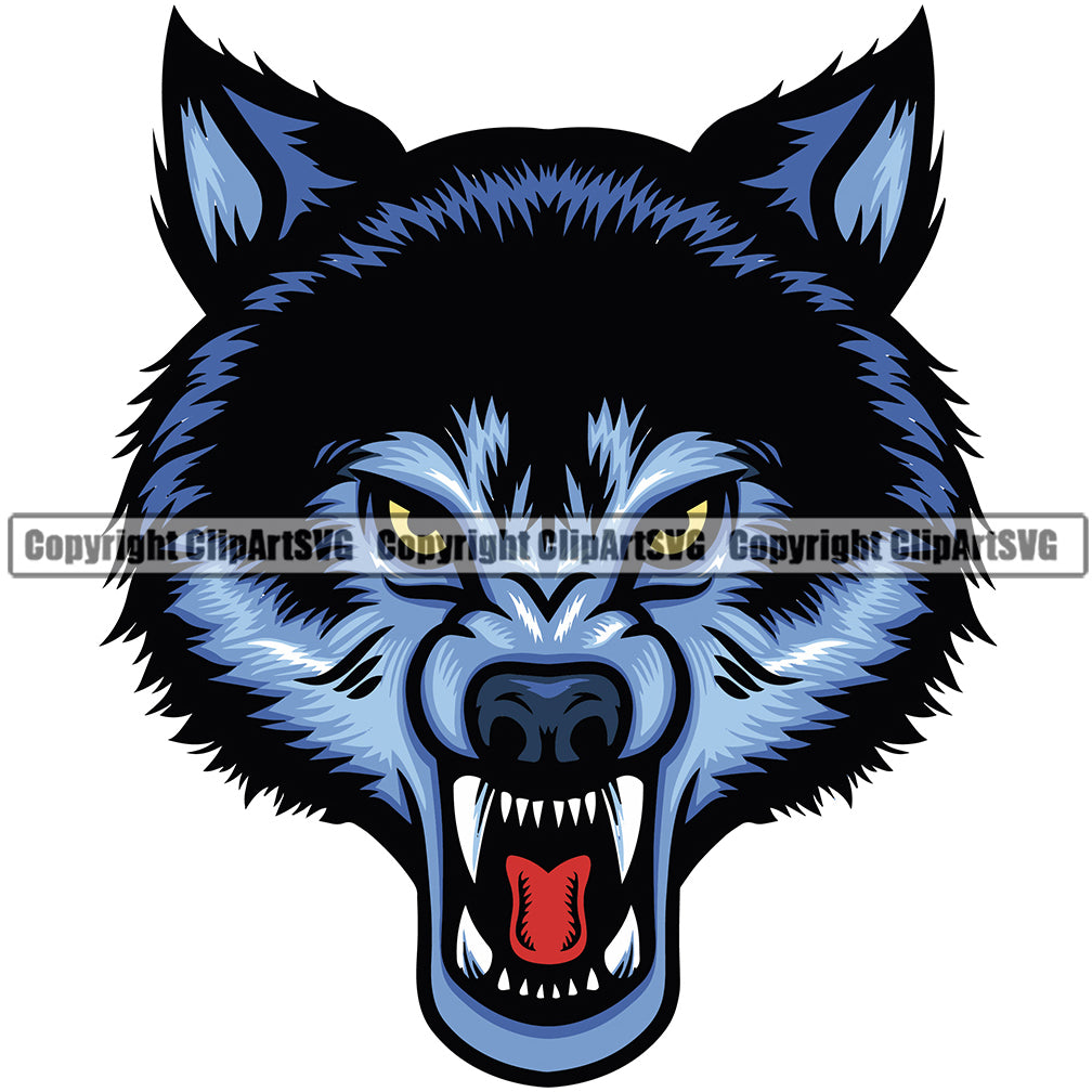 Tribal Style Wolf Head Tattoo Royalty Free SVG, Cliparts, Vectors