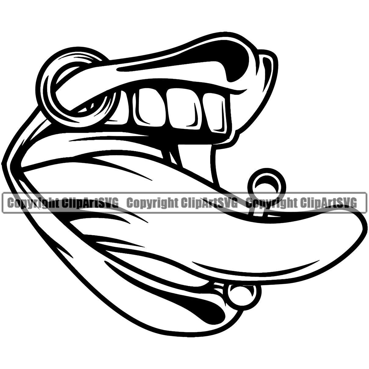 talking mouth black and white clipart