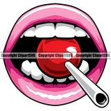 Lips Suck Sucking Candy Lollipop Color Design Element Face Woman Female Girl Lady Sexy Mouth Position Head Cartoon Character Mascot Creation Art Artwork Creator Company Logo Clipart SVG