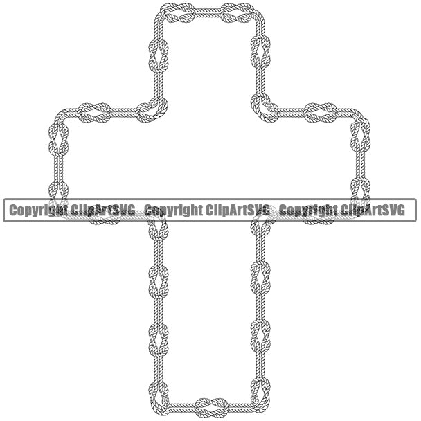 Christian Cross Rope Knot Design Element Knots White Ropes