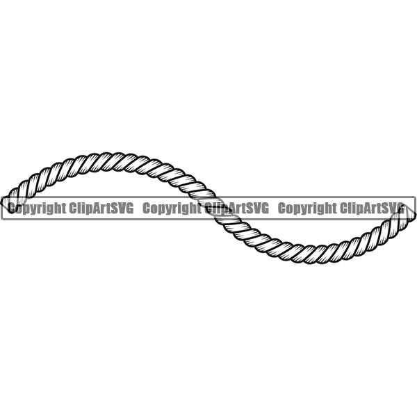 Horizontal Wave Sign Symbol White Vector Shaded Rope Design