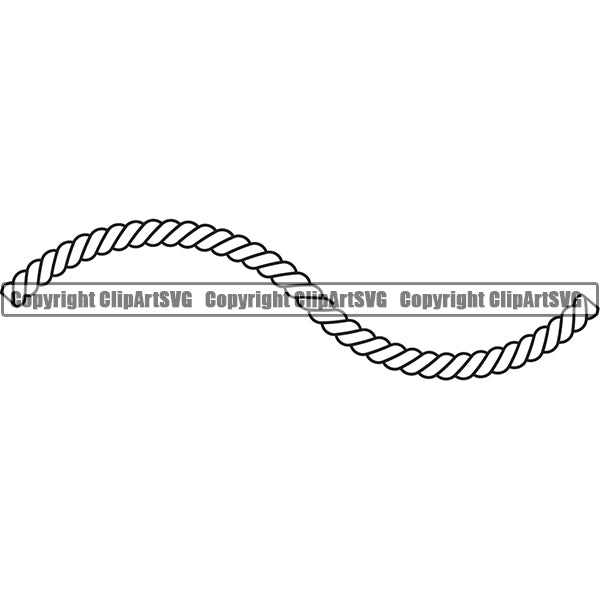 Horizontal Wave Sign Symbol White Vector Rope Design Element Ropes