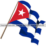 Country Flag Nation National Cuba Cuban Flag Latin Latino Latina Spanish Caribbean Island Emblem Pole Wavy Badge Symbol Icon Global Official Sign Design Logo Clipart SVG