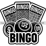 Bingo Quote Game Luck Lottery Black And White BW Color White Background Design Element Gambling Ball Jackpot Win Play Casino Lucky Lotto Winner Gamble Sport Art Logo Clipart SVG