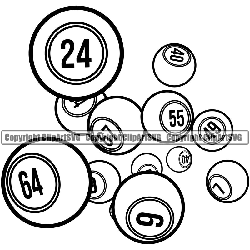 Bingo Game Ball Black And White Color Design Element Luck Lottery Gambling Ball Jackpot Win Play Casino Lucky Lotto Winner Gamble Sport Art Logo Clipart SVG