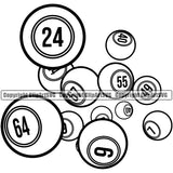 Bingo Game Ball Black And White Color Design Element Luck Lottery Gambling Ball Jackpot Win Play Casino Lucky Lotto Winner Gamble Sport Art Logo Clipart SVG