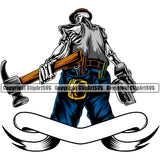 Construction Work Worker Building Contractor Builder Build Building Construction Carpenter Skull Skeleton Color Design Element With White Background Carpenter Business Company Job Design Logo Clipart SVG