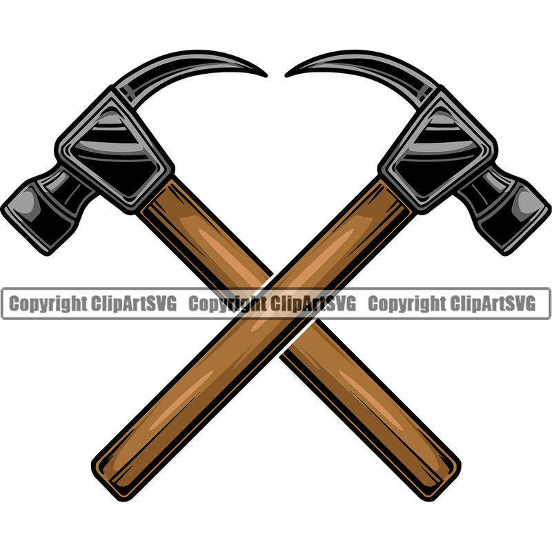Construction Work Worker Building Contractor Builder Build Building Carpenter Construction Hammer Color Crossed Design Element Business Company Job Design Logo Clipart SVG