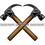 Construction Work Worker Building Contractor Builder Build Building Carpenter Construction Hammer Color Crossed Design Element Business Company Job Design Logo Clipart SVG