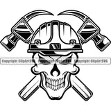 Construction Work Worker Building Hammer Skull Skeleton Crossed Hammers Vector Design Element Contractor Builder Build Building Carpenter Business Company Job Design Logo Clipart SVG