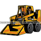 Construction Work Worker Building Contractor Builder Build Building Construction Skid Steer Loader Yellow Color White Background Design Element Carpenter Business Company Job Design Logo Clipart SVG
