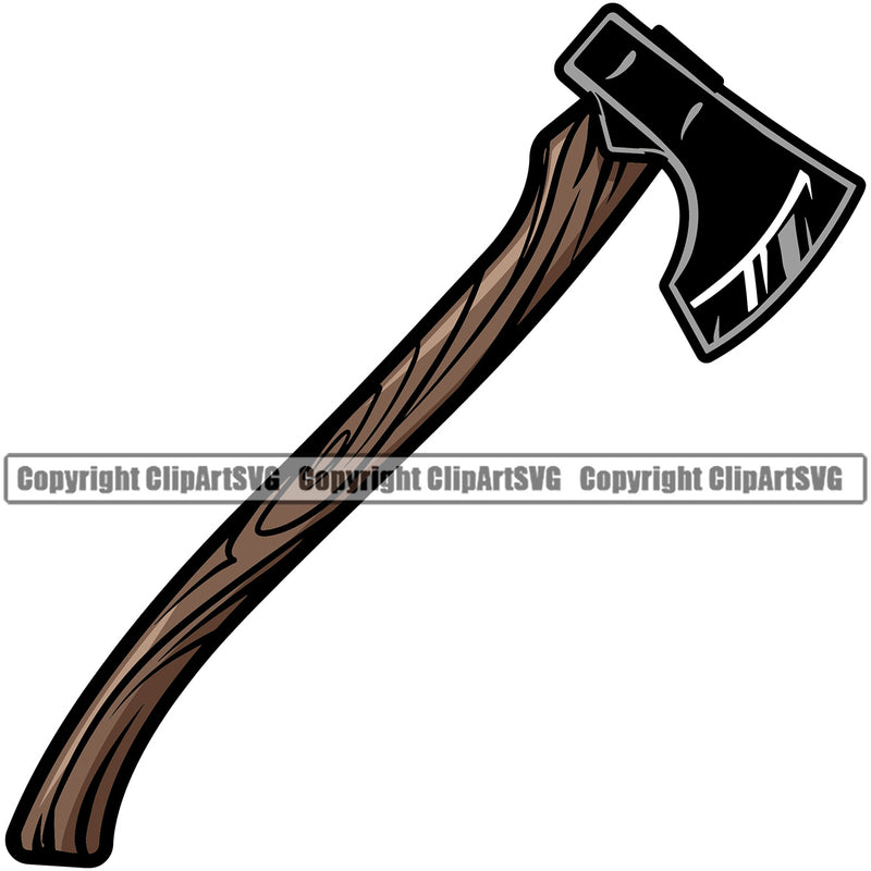 Single Color Axe Design Element Lumberjack Woodcutter Man Cartoon Character Wood Working Axe Forest Tree Logger Job Lumber Industry Log Mascot Art Logo Clipart SVG