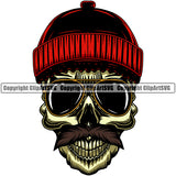 Skull Skeleton Wearing Sunglass And Hat Color Design Element Lumberjack Woodcutter Man White Background Cartoon Character Wood Working Axe Forest Tree Logger Job Lumber Industry Log Mascot Art Design Logo