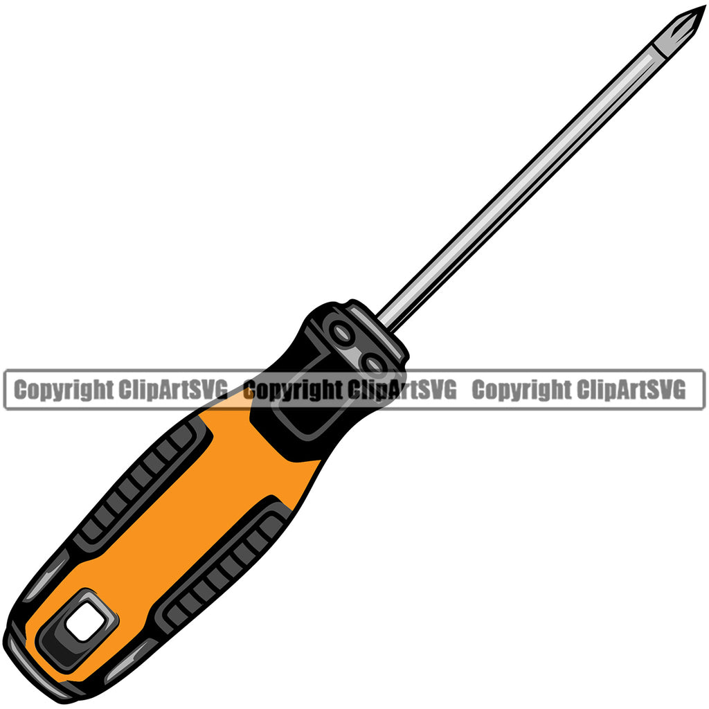 Screwdriver Construction Home House Repair Service Building Worker Tool Build Fix Job Carpenter Mechanic Engine Repair Automotive Service Car Truck Motorcycle Technician Garage Shop Vehicle Design Element Company Business Logo Clipart SVG