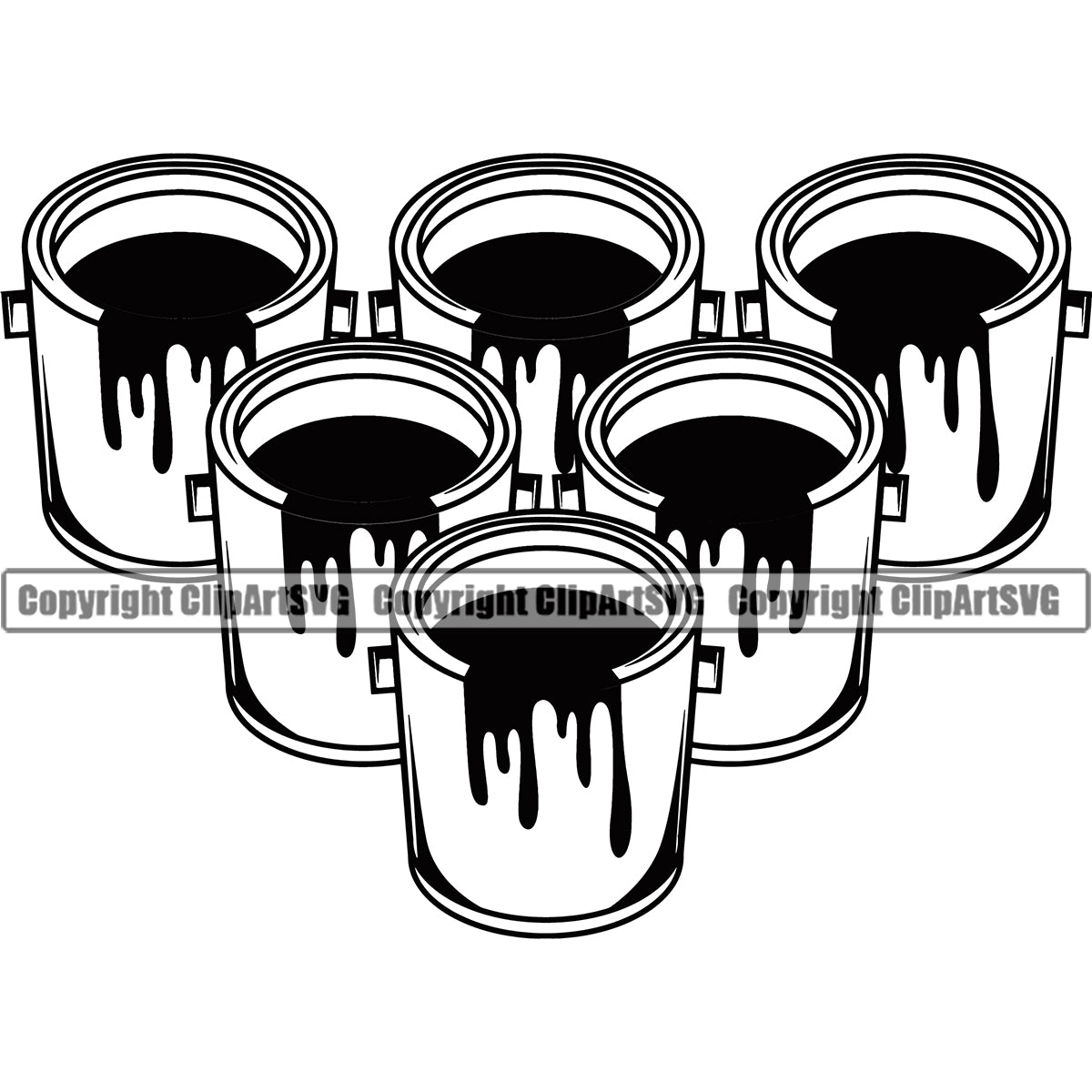 Cartoon Black Color Paint In A Paint Bucket Painting With Paint Stock  Illustration - Illustration of drop, painting: 3051…