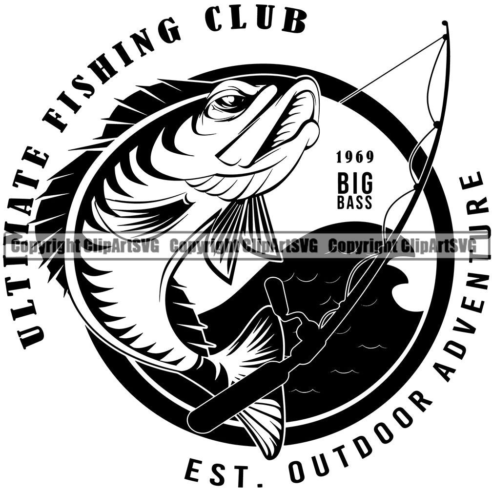 Fishing Fish Fisherman Hunt Hunting Hunter Outdoor Sport Hunting Ultimate  Fishing Club Est. Outdoor Adventure Quote Text Bass Logo Design Element  Lake Pond Sea River Ocean Design Logo Clipart SVG – ClipArt