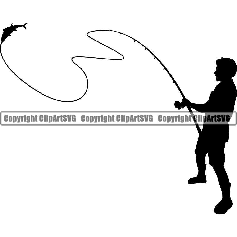 Fishing Fish Fisherman Hunt Hunting Hunter Outdoor Sport Hunting Silhouette  Fishing Tackle White Background Design Element Lake Pond Sea River Ocean  Design Rod Reel Business Company Logo Clipart SVG – ClipArt SVG