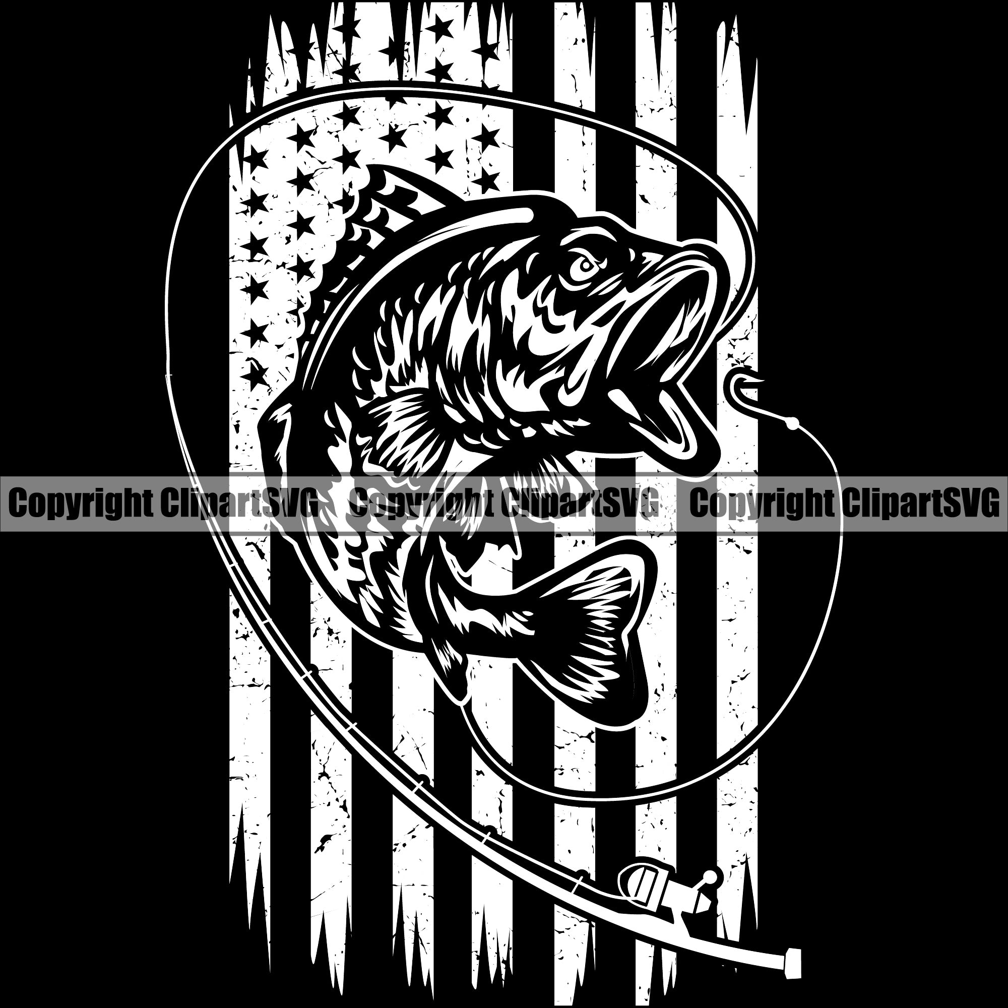 American Flag Bass Fishing T-shirt Fishing SVG