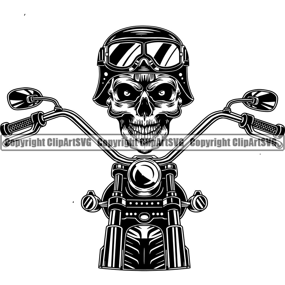 Motorcycle Bike Biker Cycle Chopper Motorbike Skull Skeleton Design 