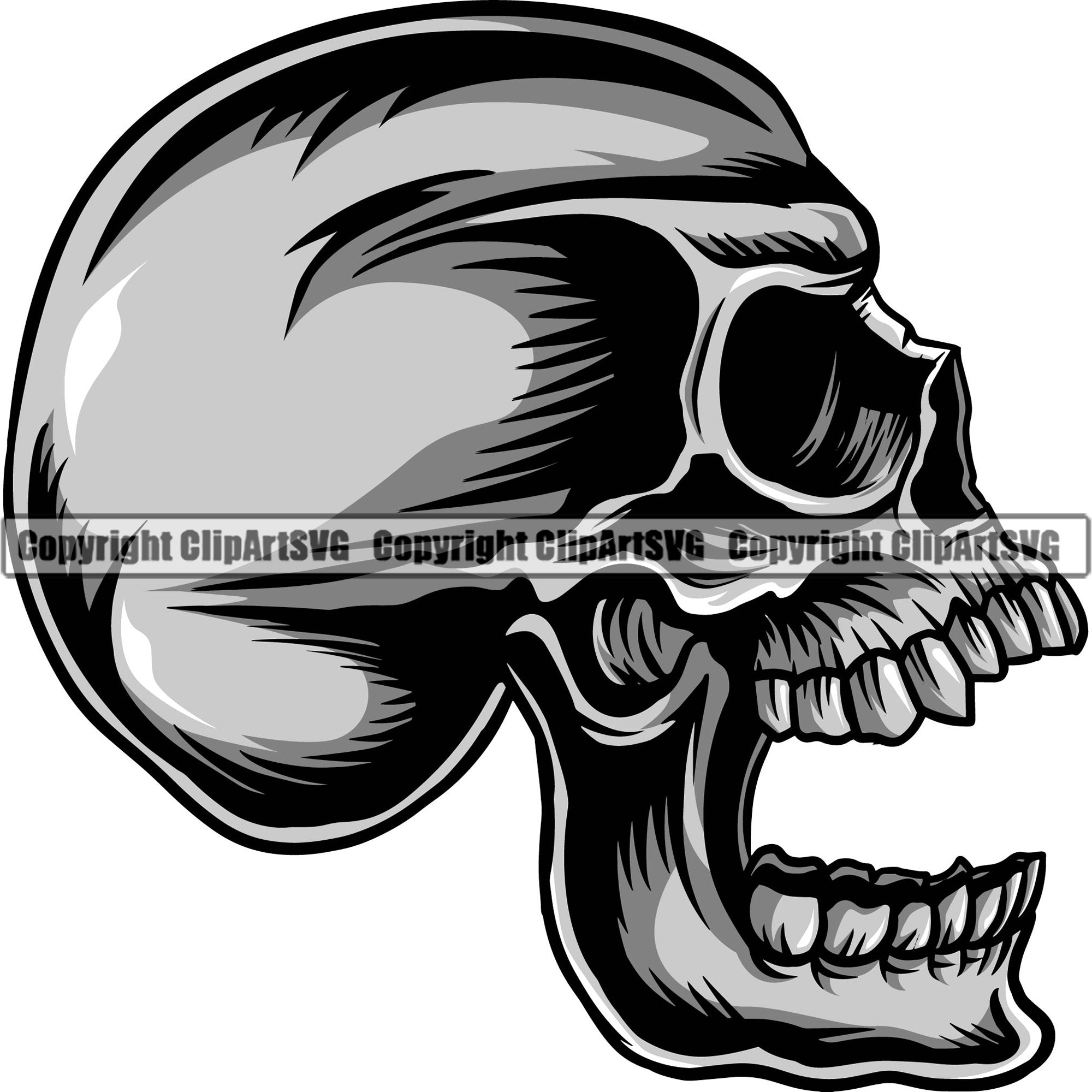 skull profile open mouth