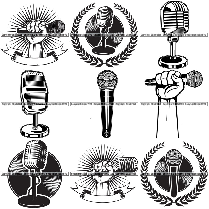 Microphone With Podcast Banner Royalty Free SVG, Cliparts, Vectors