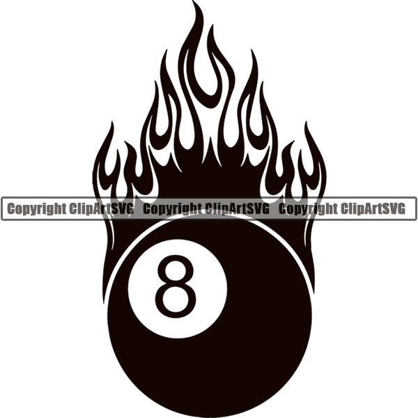 Pool 8-Ball Fire Flames ClipArt SVG – ClipArt SVG