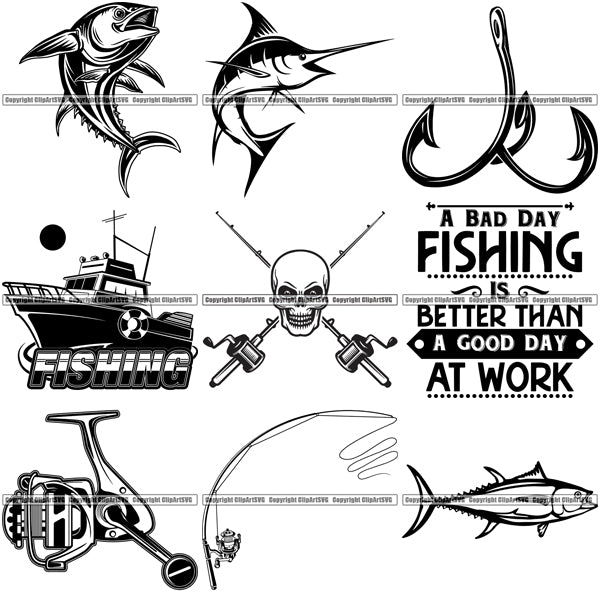 9 Deep Sea Fishing Design Elements Sport Game Fish Fisherman Tournament  BUNDLE ClipArt SVG – ClipArt SVG
