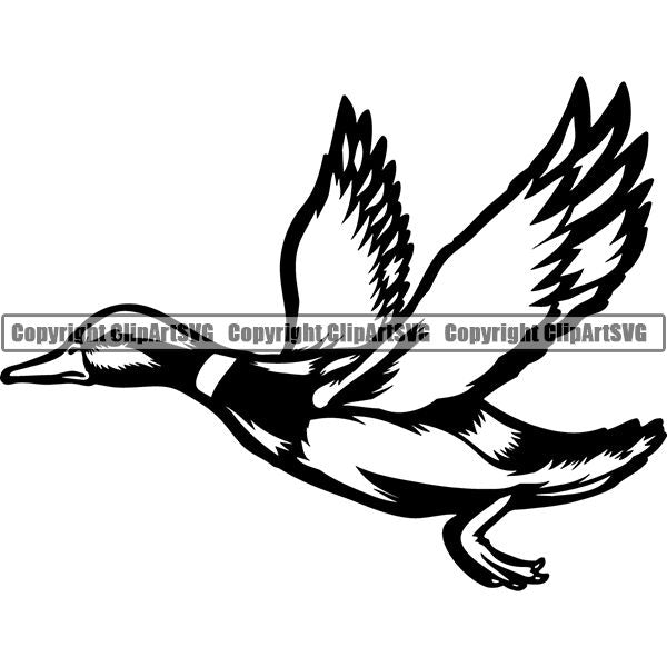 flying duck clipart black and white