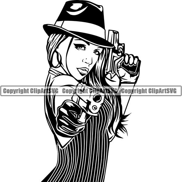 gangster girl with gun and mask