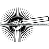 Sports Game Cricket Hand Sunburst ClipArt SVG