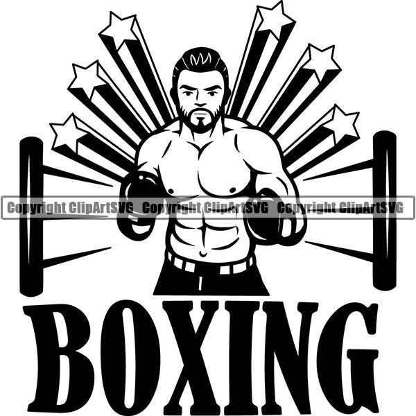 Sports Boxing Boxer MMA Fighter Logo ClipArt SVG