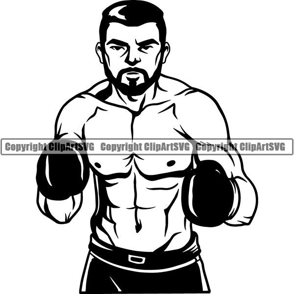 Sports Boxing Boxer MMA Fighter ClipArt SVG