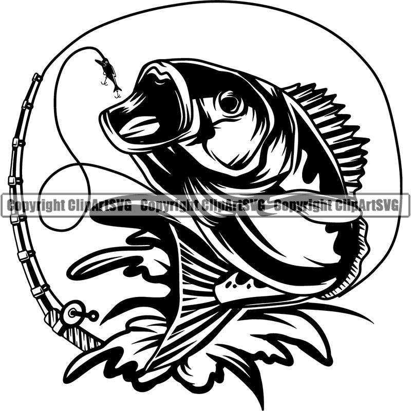 Sports Game Fishing Hunting Fish Hunt Bass Logo ClipArt SVG