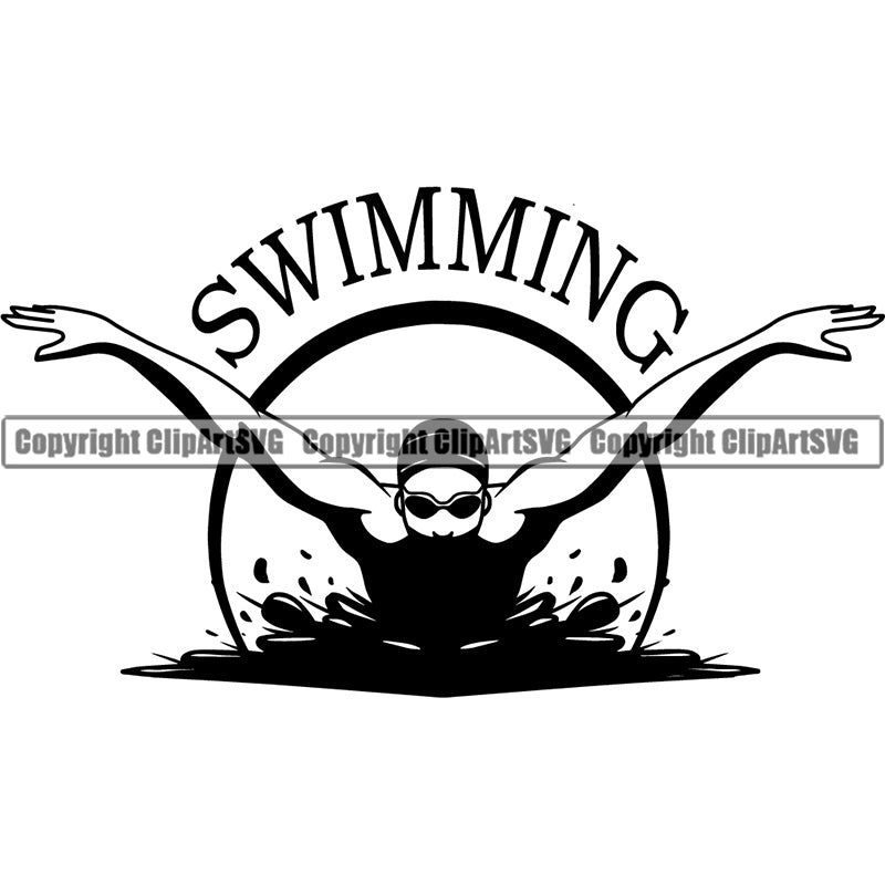 butterfly swimming clipart black