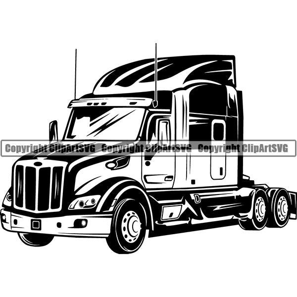 Truck Driver Trucking Trucker Driving Transportation Semi Tractor Trailer Logo ClipArt SVG