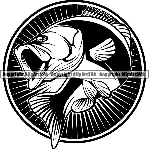 Sports Game Fishing Hunting Fish Hunt Bass ClipArt SVG
