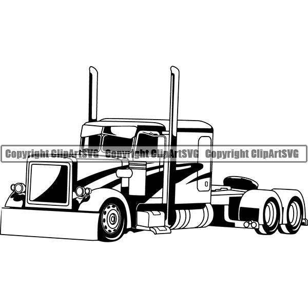 Truck Driver Trucking Trucker Driving Transportation Semi Tractor Trailer Logo ClipArt SVG