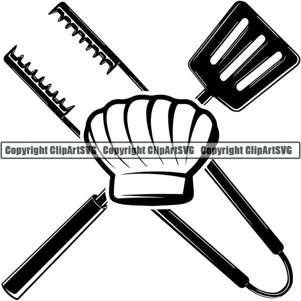 Cooking BBQ Bar-B-Que Barbque Chef Cook Butcher Logo ClipArt SVG